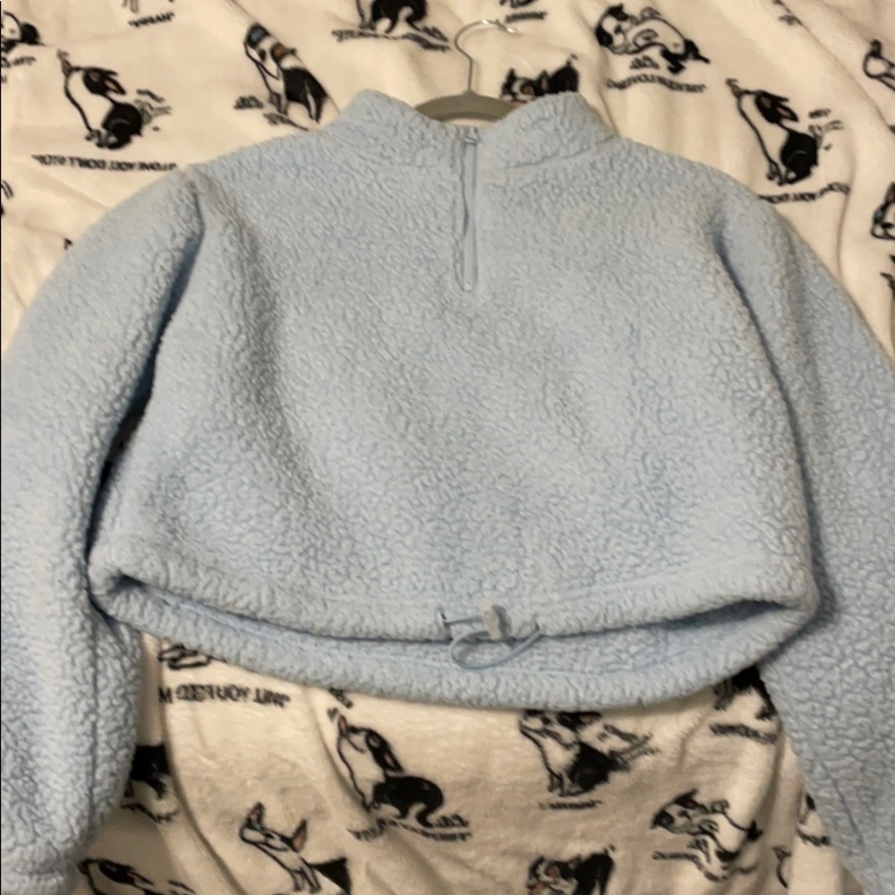 Blue fuzzy crew